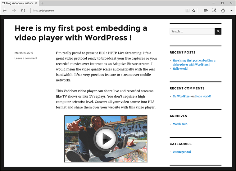 Publication d'un flux video HLS dans un site WordPress